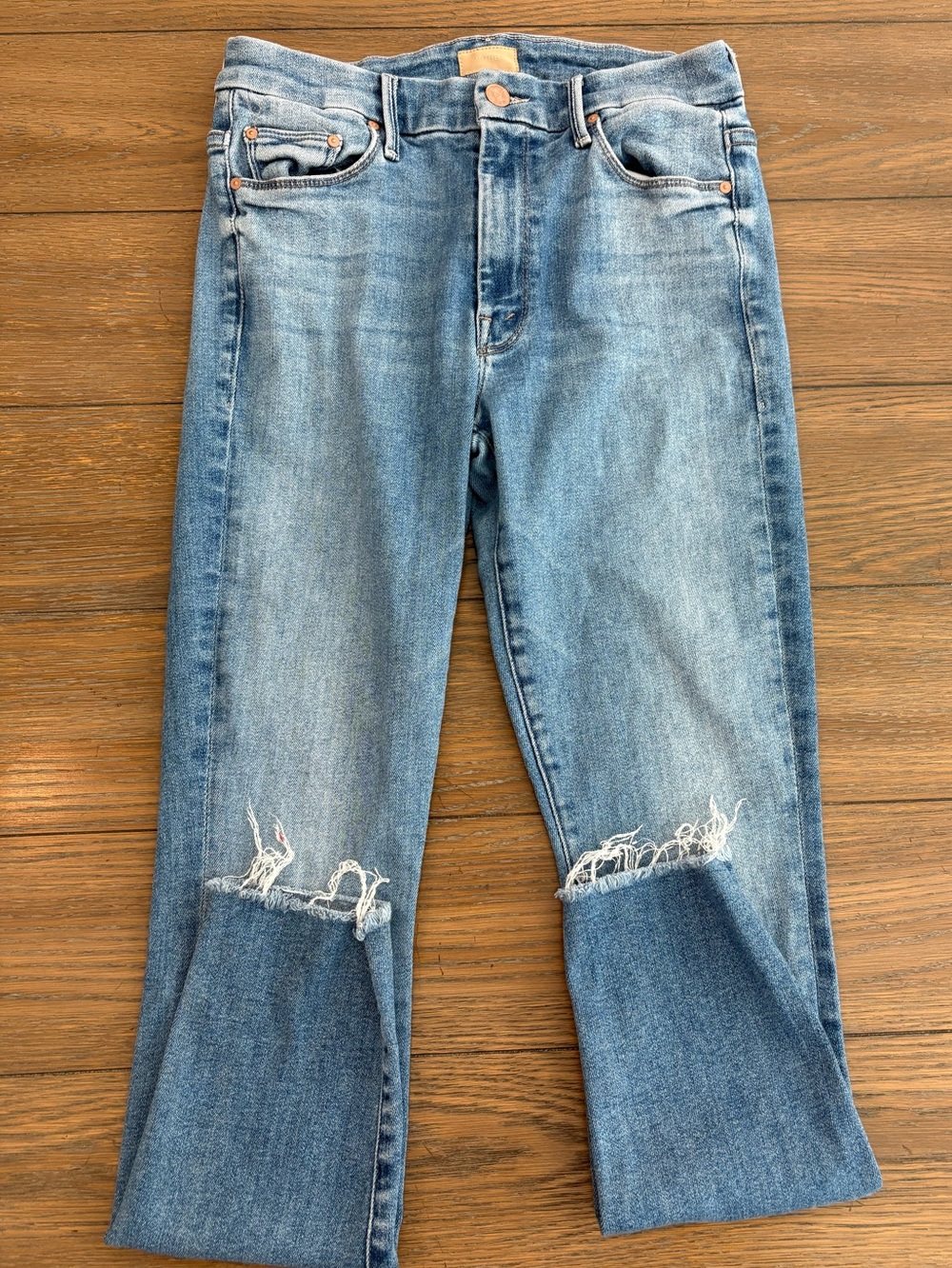 MOTHER The Looker High Waisted Ankle Fray Light Blue Denim Jeans Size 27 - Picture 2 of 7
